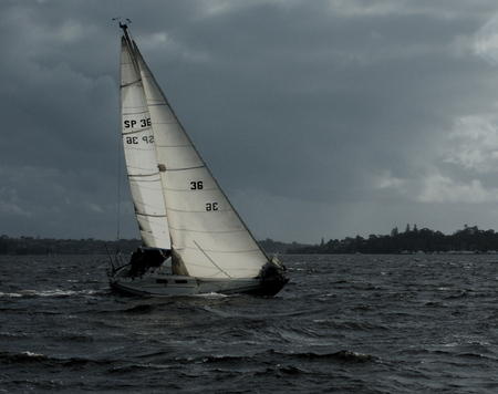 Sailing in a Winter Squall, Swan River - Image 1