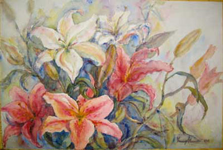 Red and White Lilies - Image 1