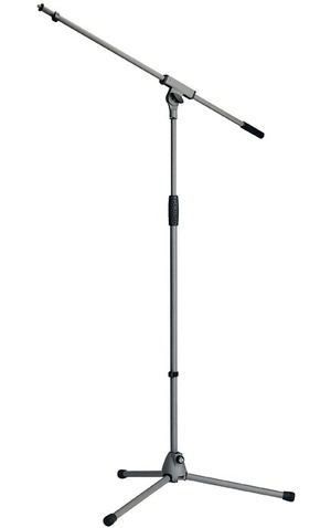 Microphone Floor Stand with Folding Legs and Single Section Boom Arm Soft Touch - Image 1