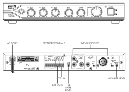 InterM  MA-106A  Mixer Amplifier 2 Zone 3 Mic-Line Inputs 60watt RMS 100volt - Image 2