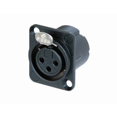3pin Female Chassis Panel Mount - Black - Image 1