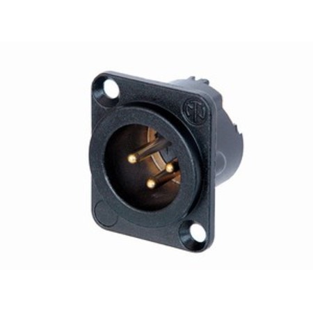 3pin Male Chassis Panel Mount - Black - Image 1