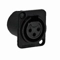 more on 3 Pin Female XLR Panel Mount Latchless Black shell