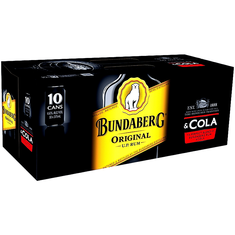 Bundaberg Up Rum And Cola 4.6 Can 10 Pack Ready To Drink Premix
