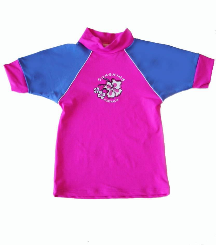 Short Sleeve Girls Rash Shirt Pink and lilac