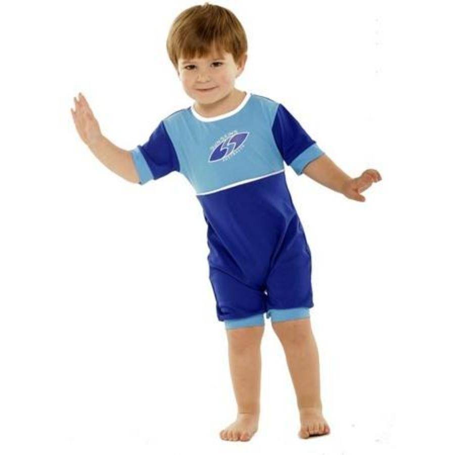 Chlorine resistant sunsuit for baby Boys in cobalt and light blue