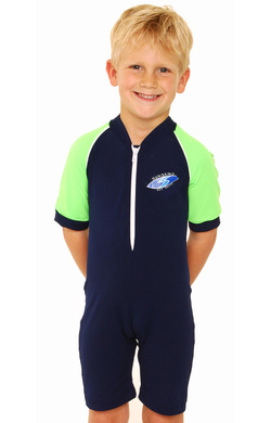 more on Boys Bodysuit Zip Front - Navy and Lime