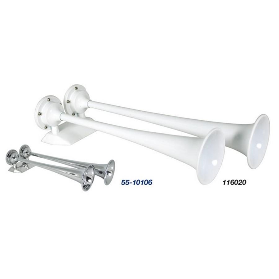 BEP Dual Trumpet Air Horns - White Epoxy Coated