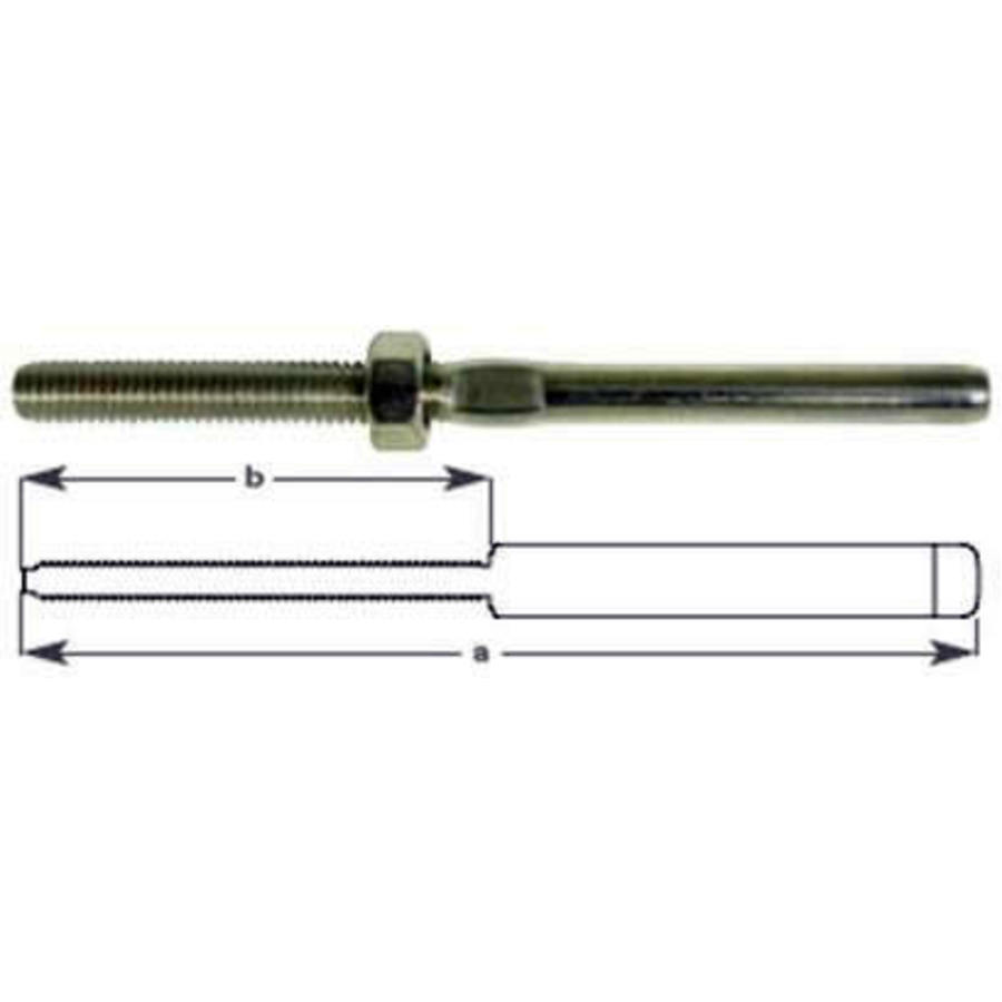Stainless Steel Swage Threaded Terminal - 4mm / 5/32\