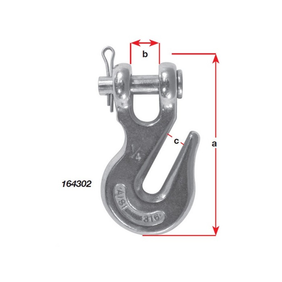Stainless Steel Clevis Grab Hooks - 6mm / 1/4\