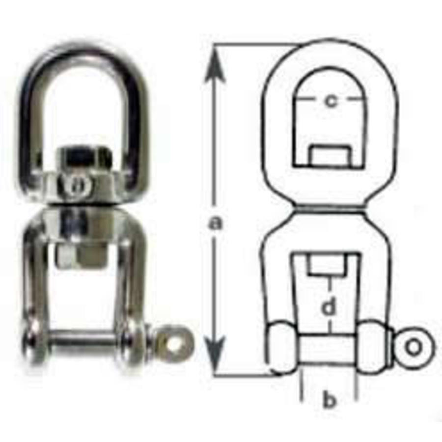 Stainless Steel Eye and Fork Swivels - 88mm