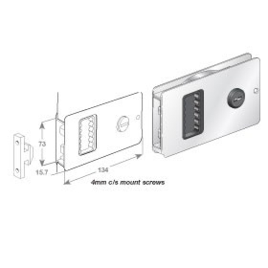 Flush Sliding / BiFold Door Lock - Stainless Steel