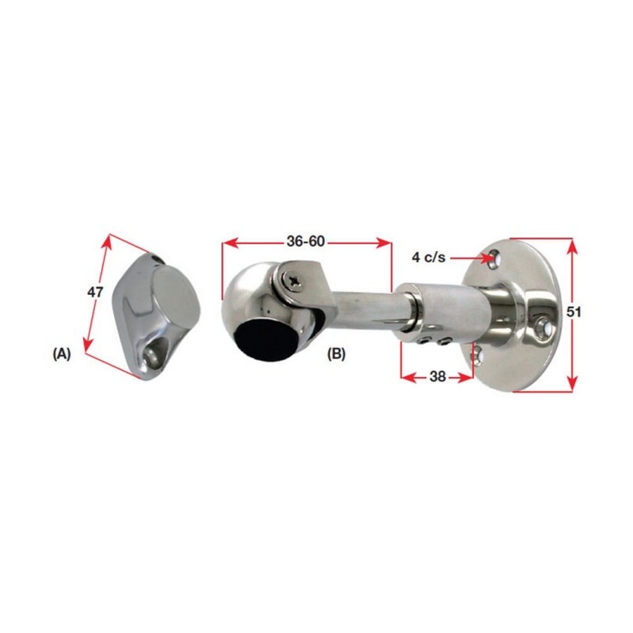 Catch Door Magnetic S/S Adjust 90-115mm