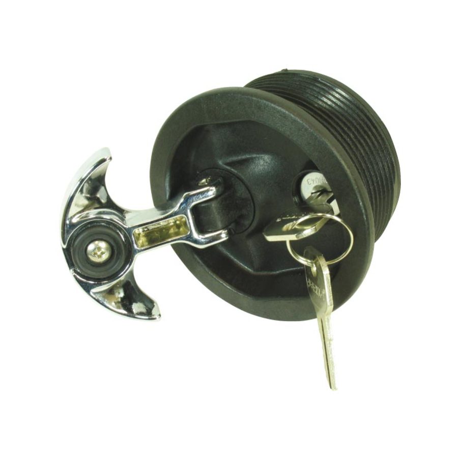 T Handle Flush Catch - White with Key Lock