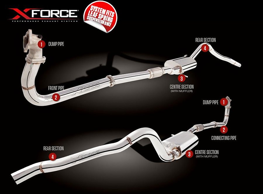 Ute Turbo Diesel 4.2L 'Leaf Spring' Non-Polished Stainless Steel 3" Cat Back System - Image 1
