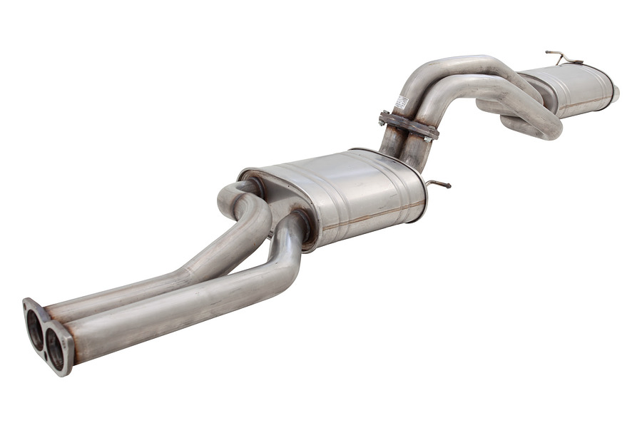 Raw 409 Stainless Steel Turbo-Back System with 4" Dump Pipe 3.5" Metallic Cat and Twin 2.5" Cat-Back - Image 4
