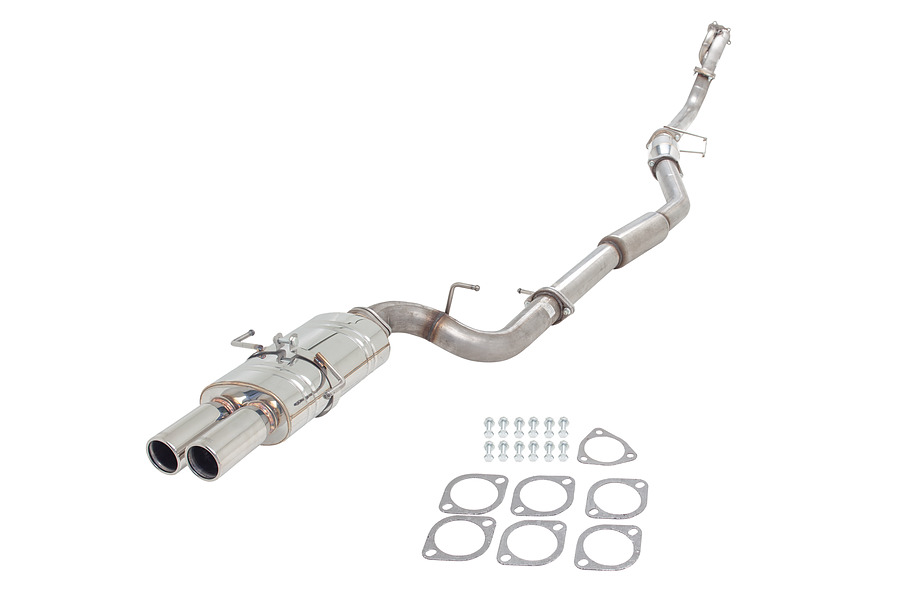 NISSAN SILVIA S14 TWIN TIP OVAL MUFFLER SYSTEM 409 STAINLESS STEEL METALLIC CAT - Image 1
