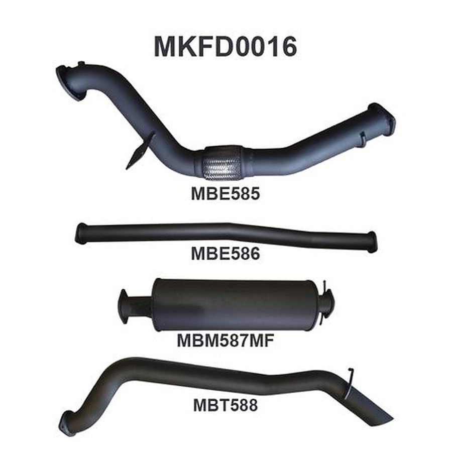 Manta Aluminised Steel 3.0" without Cat full-system (quiet) for Ford Ranger PX Dual Cab 3.2 Litre CRD October 2011 - September 2016 - Image 1