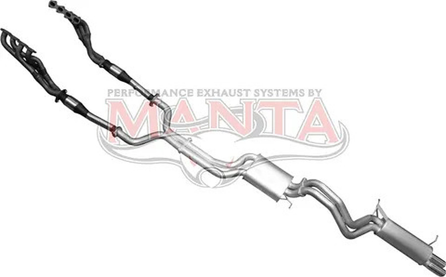 Manta Aluminised Steel 2.5" Dual Full System With Extractors (quiet) for Ford Falcon BA, BF 5.4 Litre BOSS 4 Valve V8 Sedan (Including XR8, BA FPV models) . Exhaust exit out  driver's side. - Image 2