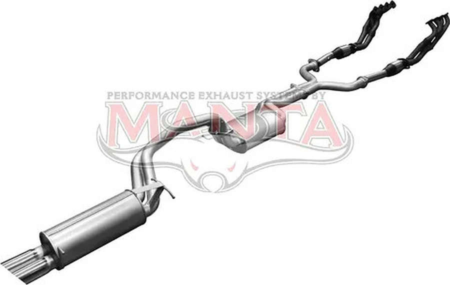 Manta Aluminised Steel 2.5" Dual Full System With Extractors (quiet) for Ford Falcon BA, BF 5.4 Litre BOSS 4 Valve V8 Sedan (Including XR8, BA FPV models) . Exhaust exit out  driver's side. - Image 1