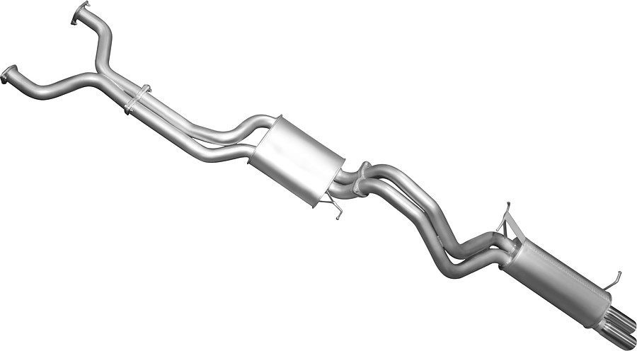 Manta Aluminised Steel 2.5" Dual Cat-Back (quiet) for Ford Falcon BA, BF 5.4 Litre BOSS 4 Valve V8 Sedan (Including XR8, BA FPV models) . Exhaust exit out  driver's side. - Image 3