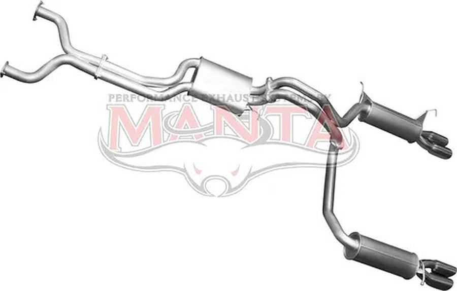 Manta Aluminised Steel 2.5" Dual Cat-Back (quiet) for Ford Falcon BA, BF 5.4 Litre BOSS 4 Valve V8 Sedan (Including XR8, BA FPV models) . Optional exhaust exit out both driver and passenger side. - Image 4