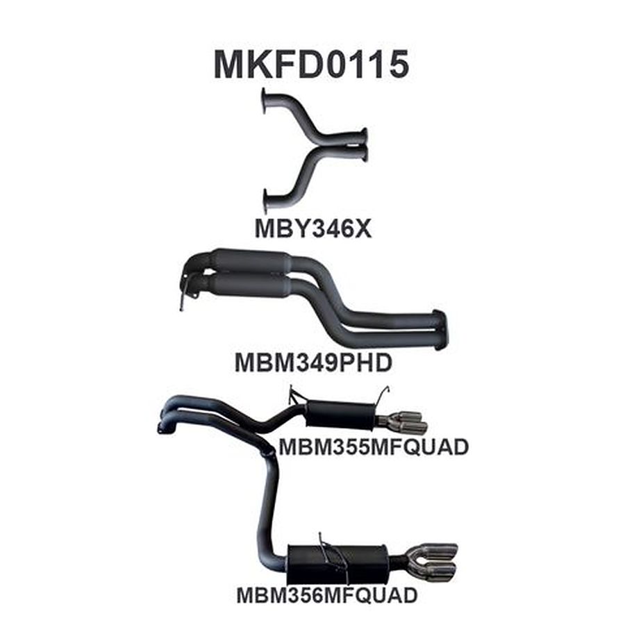 Manta Aluminised Steel 2.5" Dual Cat-Back (medium) for Ford Falcon BA, BF 5.4 Litre BOSS 4 Valve V8 Sedan (Including XR8, BA FPV models) . Optional exhaust exit out both driver and passenger side. - Image 1