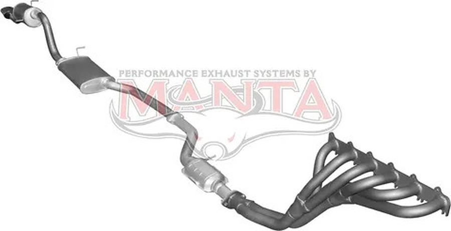 Manta Medium Aluminised Steel Muffler centre and rear 2.5" Exhaust with Extractors for Ford Falcon BA BF 4.0 Litre 6 cyl non-turbo XR6 Ute 2002-08 - Image 2