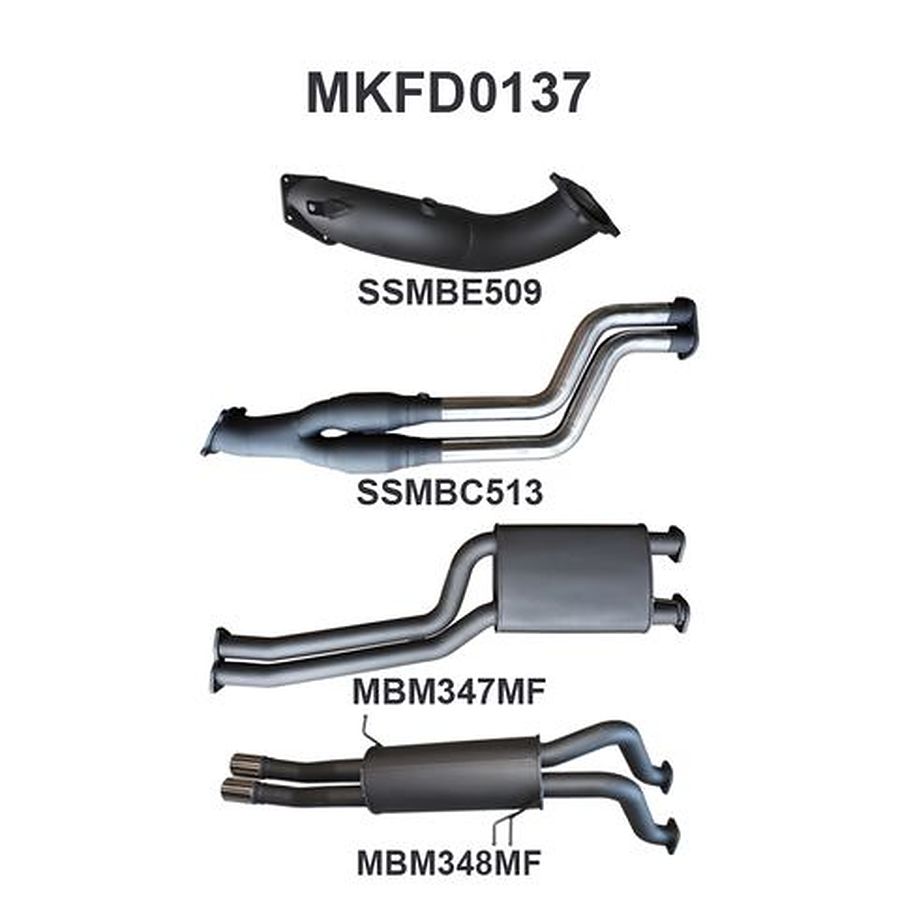 Manta Aluminised Steel 2.5" Dual full-system-turbo-back (medium) for Ford Falcon BA, BF Turbo 4.0 Litre 6 Cylinder Ute (all models inc. XR6) - Image 1