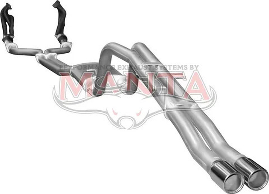 Manta Aluminised Steel 2.5" Dual Full System With Extractors (loud) for Ford Falcon BA, BF 5.4 Litre BOSS 4 Valve V8 Ute (Including XR8, FPV models) . Exhaust exit out  driver's side. - Image 4