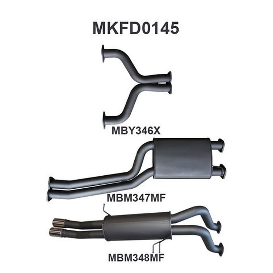 Manta Aluminised Steel 2.5" Dual Cat-Back (quiet) for Ford Falcon BA, BF 5.4 Litre BOSS 4 Valve V8 Ute (Including XR8, FPV models) . Exhaust exit out  driver's side. - Image 1