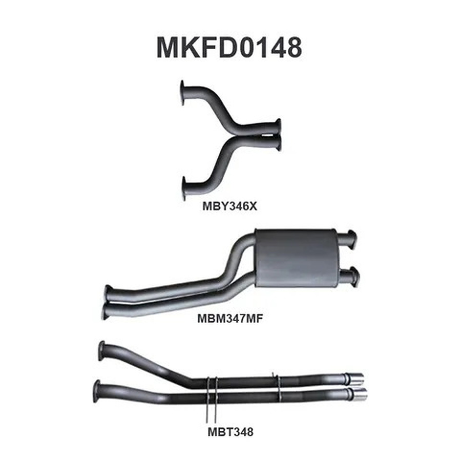Manta Aluminised Steel 2.5" Dual Cat-Back (loud) for Ford Falcon BA, BF 5.4 Litre BOSS 4 Valve V8 Ute (Including XR8, FPV models) . Exhaust exit out  driver's side. - Image 3