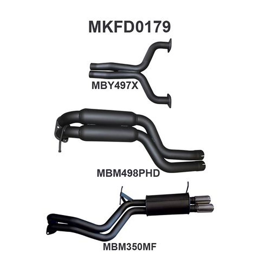 Manta Aluminised Steel 2.5" Dual Cat-Back (medium) for Ford Falcon FG 5.4 Litre XR8 V8 Sedan (not including FPV models) . Exhaust exit out  driver's side only. - Image 1