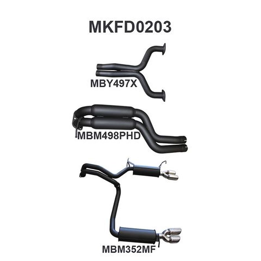 Manta Aluminised Steel 2.5" Dual Cat-Back (medium) for Ford Falcon FG 5.0L Supercharged Coyote/Miami FPV V8 Sedan (All models, inc. GT, GT-P, GT-E) . Exhaust exit out driver and passenger side. - Image 1