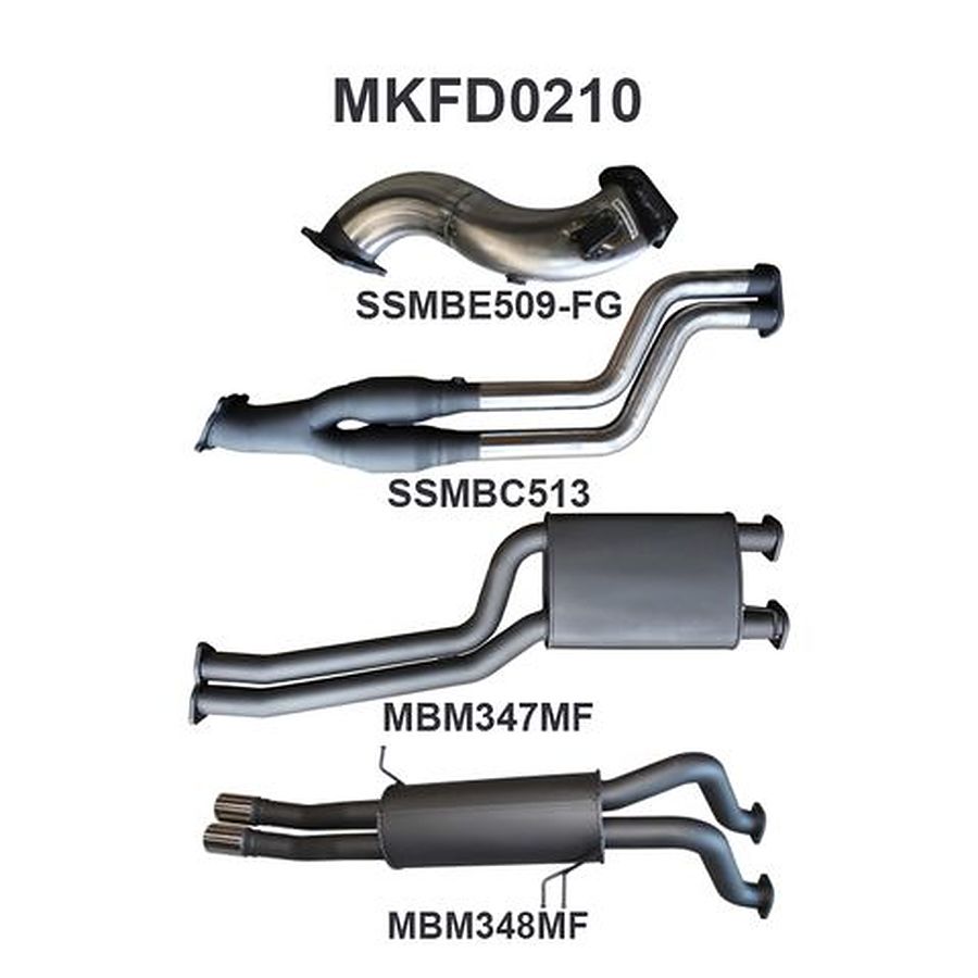 Manta Aluminised Steel 2.5" Dual full-system-turbo-back (medium) for Ford Falcon FG Turbo 4.0 Litre 6 Cylinder Ute (all models inc. XR6, FPV F6) - Image 1