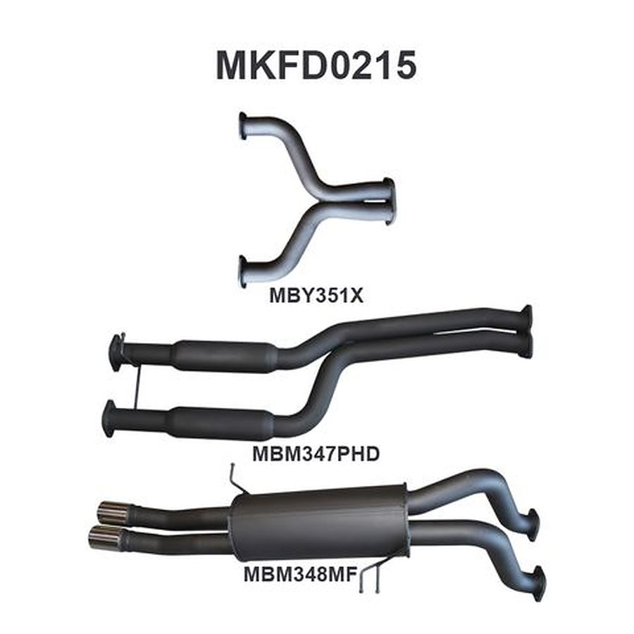 Manta Aluminised Steel 2.5" Dual Cat-Back (medium) for Ford Falcon FG FPV 5.0L Supercharged V8 Ute (all models) . Exhaust exit out  driver's side. - Image 1