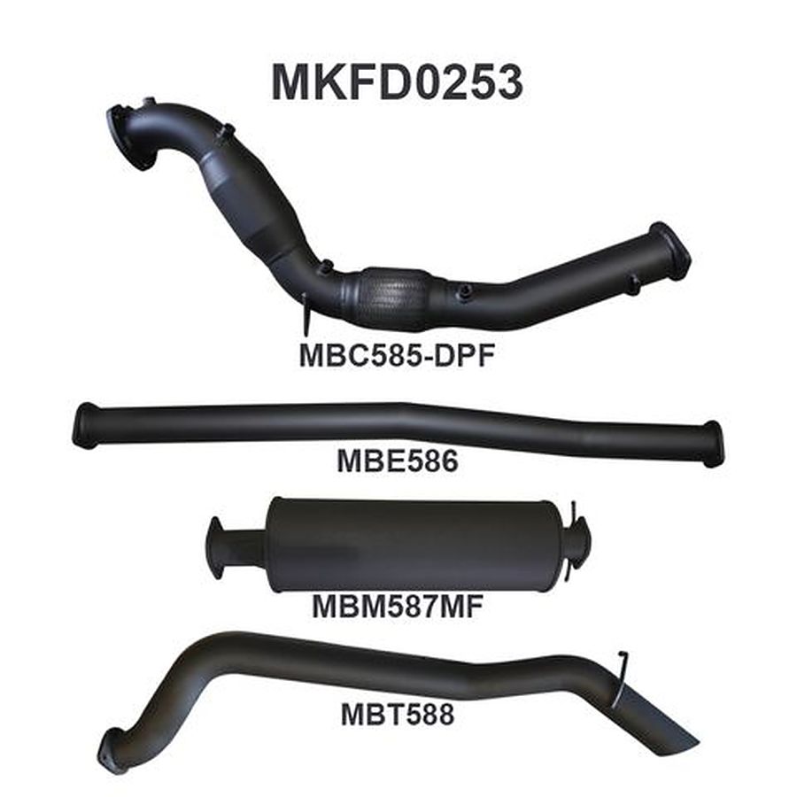 Manta Aluminised Steel 3.0" with Cat turbo-back-dpf-delete (quiet) for Ford Ranger PXII Dual Cab 3.2 Litre CRD October 2016 #8211; Current (with DPF) - Image 1