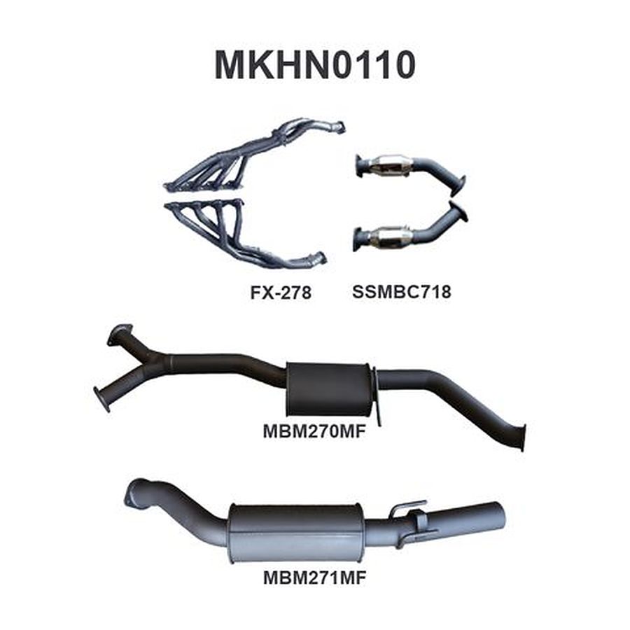 Manta Quiet Aluminised Steel Muffler centre and rear 3" Exhaust with Extractors for Holden Commodore VT 5.0L V8 Sedan 1997-99 - Image 1