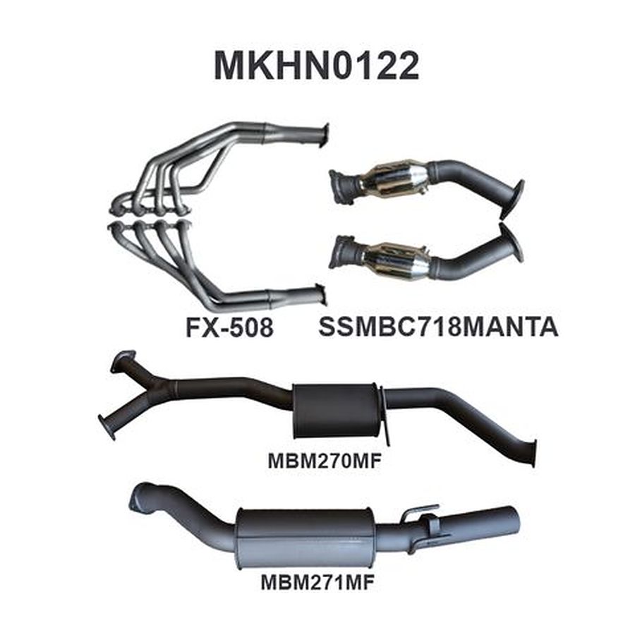 Manta Aluminised Steel 3.0" Single Full System With Extractors (quiet) for Holden Commodore VT, VX, VY, VZ 5.7L, 6.0 Litre V8 Sedan (inc. VT and VX HSV) - Image 1
