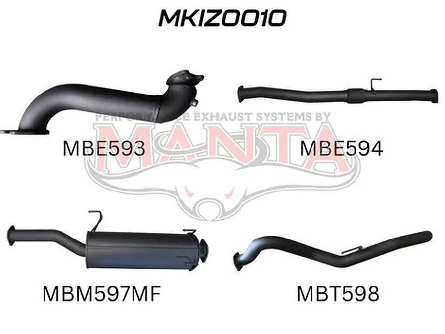 Manta Aluminised Steel 3.0" without Cat full-system (quiet) for Isuzu D-MAX 3.0L CRD June 2012 - Jan 2017 (no DPF) - Image 1