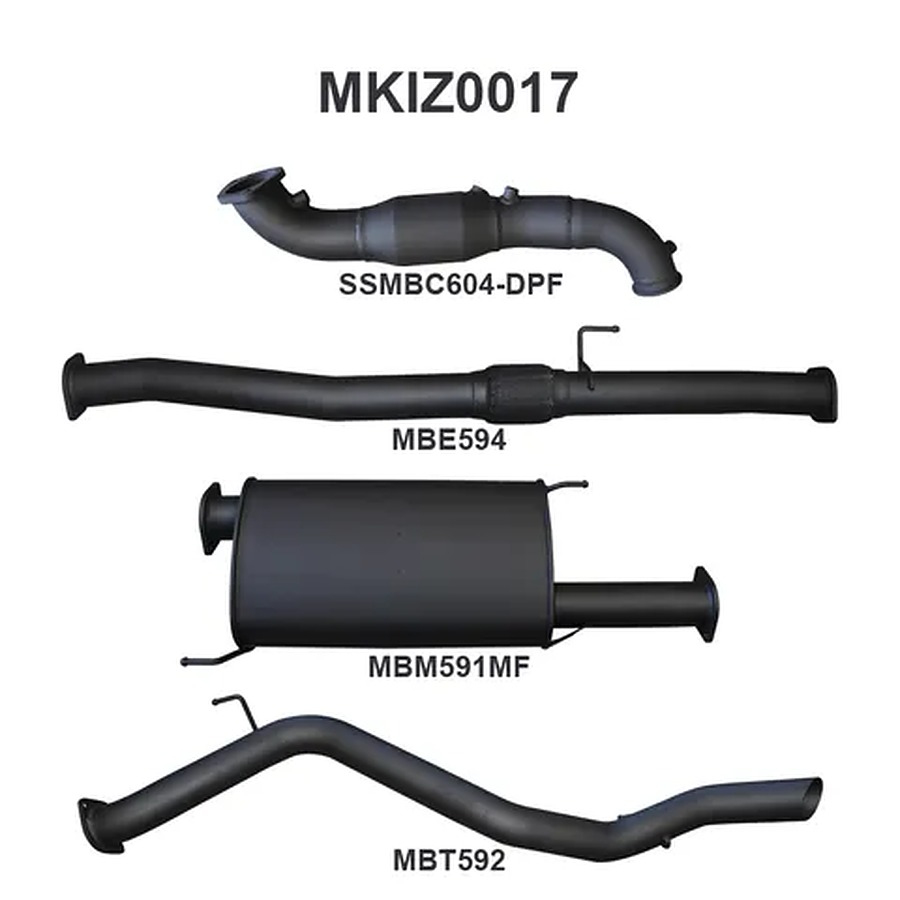 Manta Aluminised Steel 3.0" Single Turbo Back DPF Delete with Cat (remap required) (quiet) for Isuzu MU-X 3.0L CRD 2017-on - Image 1