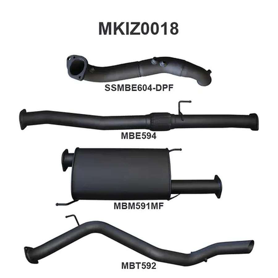 Manta Aluminised Steel 3.0" Single Turbo Back DPF Delete without Cat (remap required) (quiet) for Isuzu MU-X 3.0L CRD 2017-on - Image 1