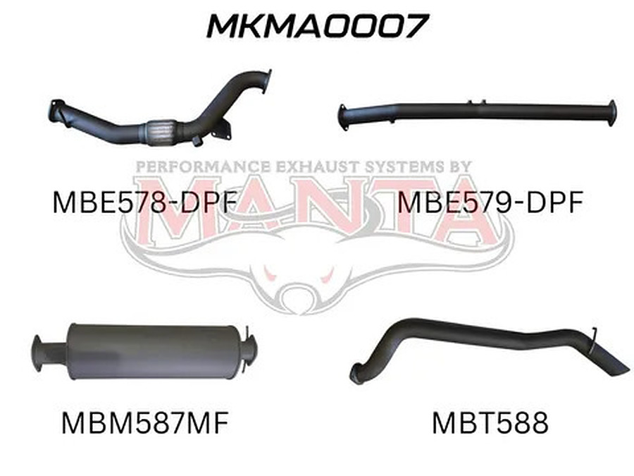 Manta Mazda BT50 3.2L Aug 16 on- 3.0" Turbo-back Aluminised System No Cat and DPF Delete - Image 1