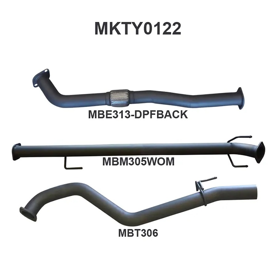 Manta Aluminised Steel 3.0" Single dpf-back (quiet) for Toyota Hilux GUN126R N80 2.8 Litre Turbo Diesel D4D (with DPF) 2015 to Current - Image 1