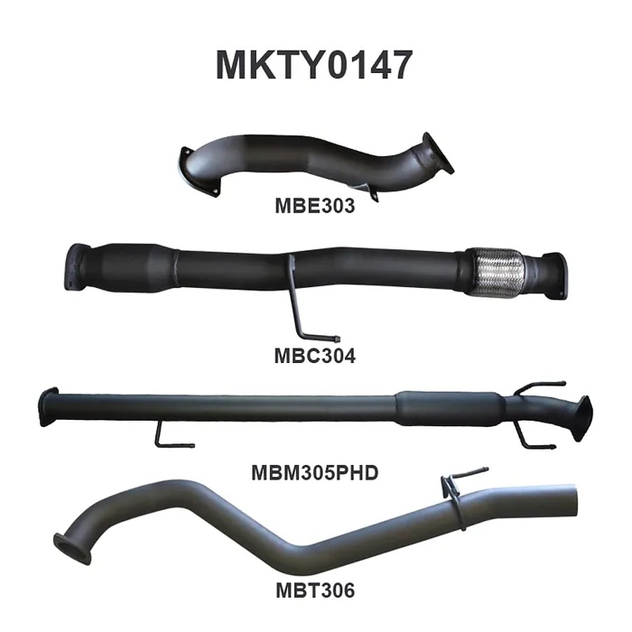 Manta Aluminised Steel 3.0" with Cat full-system (medium) for Toyota Hilux KUN26R, KUN16R 3.0L Turbo Diesel D4D 2005 - 2015 - Image 1