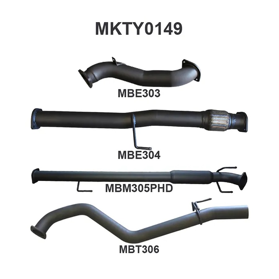 Manta Aluminised Steel 3.0" without Cat full-system (medium) for Toyota Hilux KUN26R, KUN16R 3.0L Turbo Diesel D4D 2005 - 2015 - Image 1