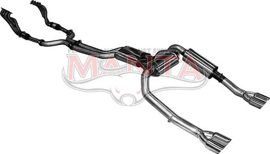 Manta Stainless Steel 3.0" Dual Full System With Extractors in Mild Steel (medium) for Ford Falcon BA, BF 5.4 Litre BOSS 4 Valve V8 Ute (Including XR8, FPV models) . Optional exhaust exit out both driver and passenger side. - Image 2