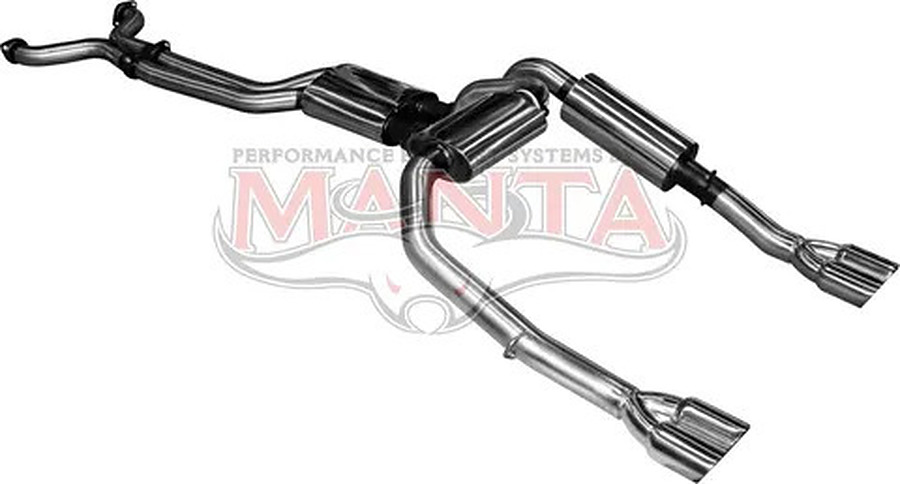 Manta Stainless Steel 3.0" Dual Cat-Back (medium) for Ford Falcon BA, BF 5.4 Litre BOSS 4 Valve V8 Ute (Including XR8, FPV models) . Optional exhaust exit out both driver and passenger side. - Image 1