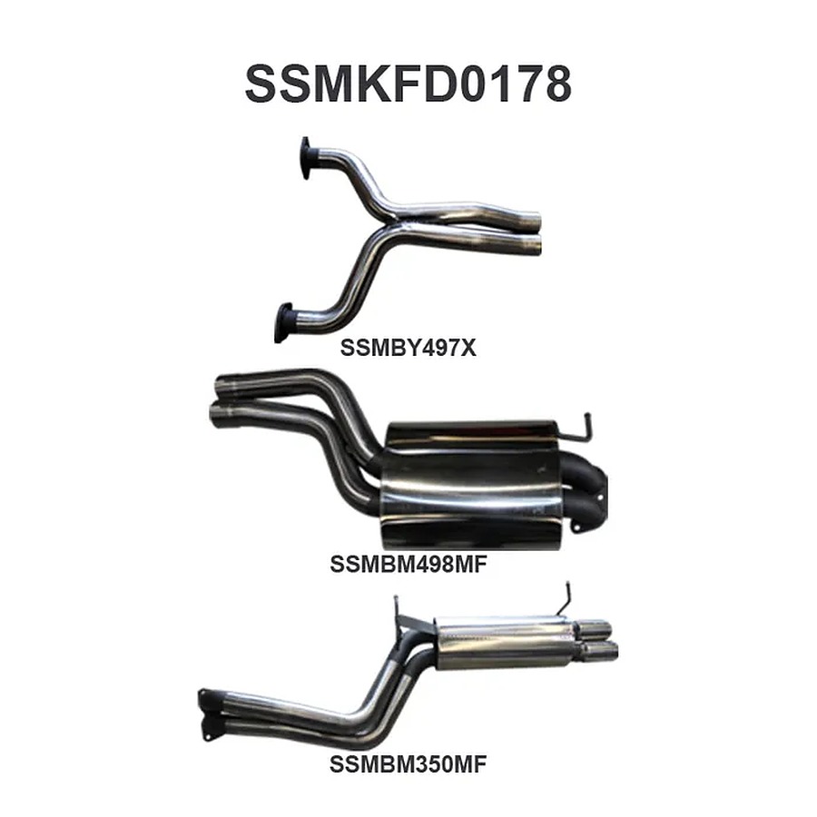 Manta Stainless Steel 2.5" Dual Cat-Back (quiet) for Ford Falcon FG 5.4 Litre XR8 V8 Sedan (not including FPV models) . Exhaust exit out  driver's side only. - Image 1