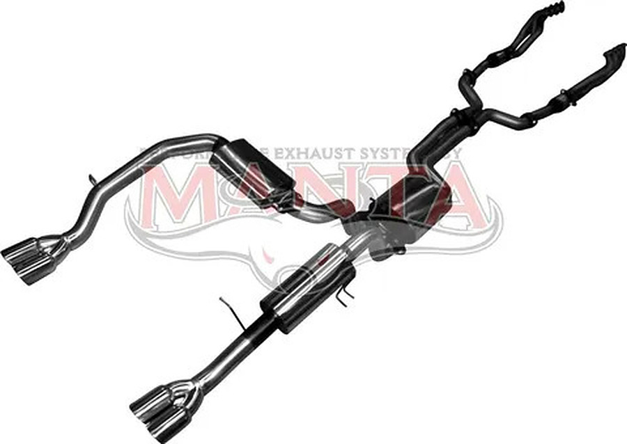 Manta Stainless Steel 3.0" Dual Full System With Extractors in Mild Steel (medium) for Ford Falcon FG FPV 5.0L Supercharged V8 Ute (all models) . Optional exhaust exit out both driver and passenger side. - Image 2